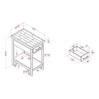 Table d'appoint rustique en bois de 20 pouces avec 1 étagère et 1 tiroir