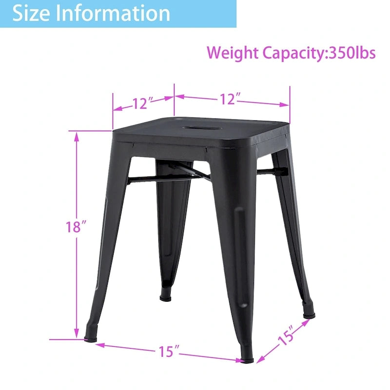 Tabourets de bar sans dossier en métal, lot de 4 - 45,7 cm