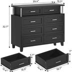 Commode à 8 tiroirs avec lumières LED et design en colonne