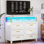 Commode à 8 tiroirs avec lumières LED et design en colonne