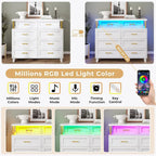 Commode à 8 tiroirs avec lumières LED et design en colonne