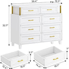 Commode à 8 tiroirs avec lumières LED et design en colonne