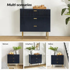 Table de chevet commode moderne à 3 tiroirs avec pieds en métal