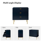 Table de chevet commode moderne à 3 tiroirs avec pieds en métal