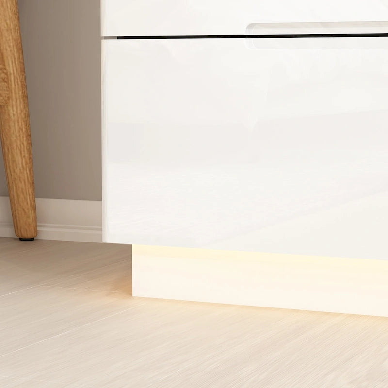 Commode 5 tiroirs avec lumière LED et plateau spacieux