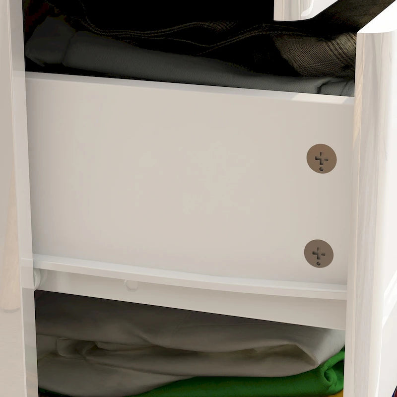 Commode 5 tiroirs avec lumière LED et plateau spacieux