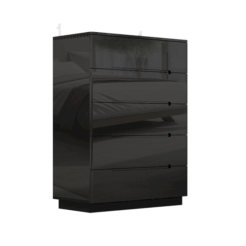 Commode 5 tiroirs avec lumière LED et plateau spacieux
