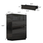 Commode 5 tiroirs avec lumière LED et plateau spacieux