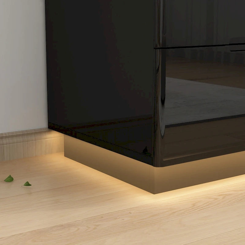 Commode 5 tiroirs avec lumière LED et plateau spacieux