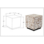 Table d'appoint en forme de cube en coquille de noix de coco blanche