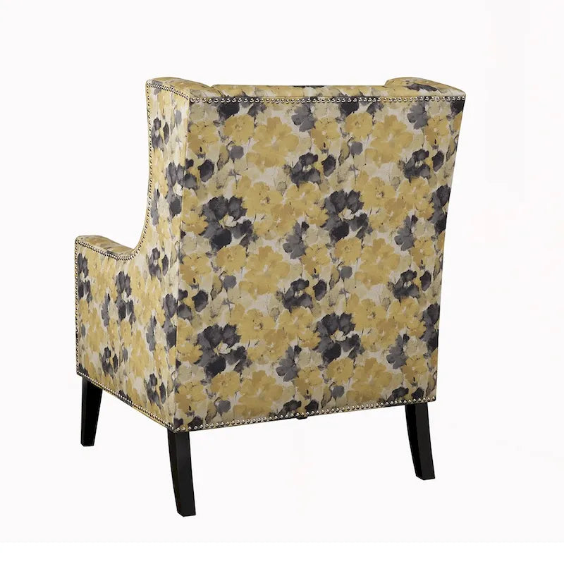 Fauteuil à oreilles à motif floral jaune