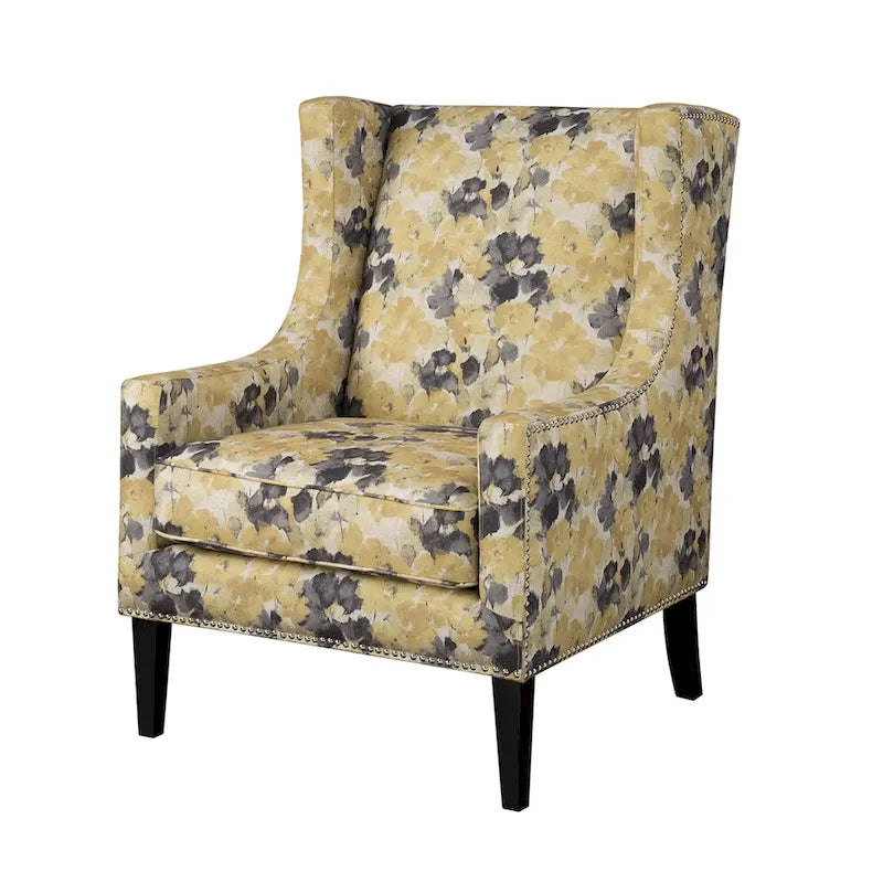 Fauteuil à oreilles à motif floral jaune