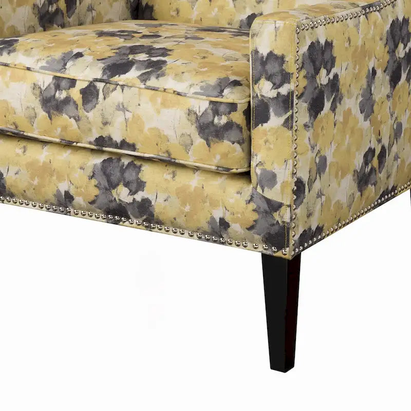 Fauteuil à oreilles à motif floral jaune