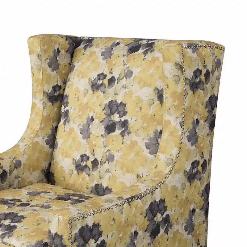 Fauteuil à oreilles à motif floral jaune