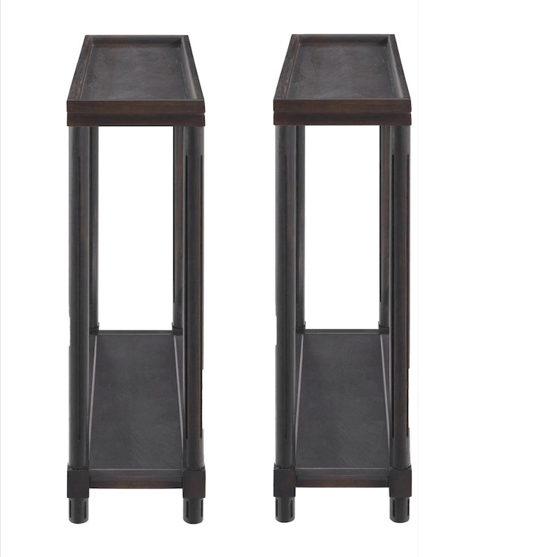 Tables d'appoint étroites Harrison, expresso, lot de 2
