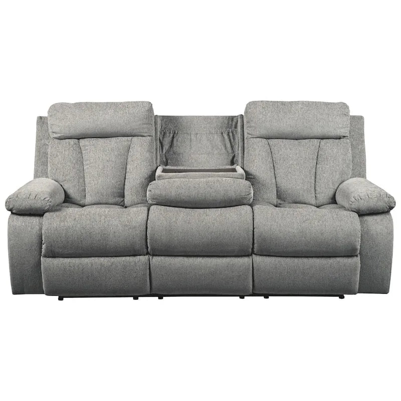 Canapé double inclinable contemporain gris avec table rabattable