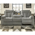 Canapé double inclinable contemporain gris avec table rabattable