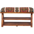 Banc de rangement en bois rembourré en Kilim fait à la main - 30 L x 12,5 P x 16 H