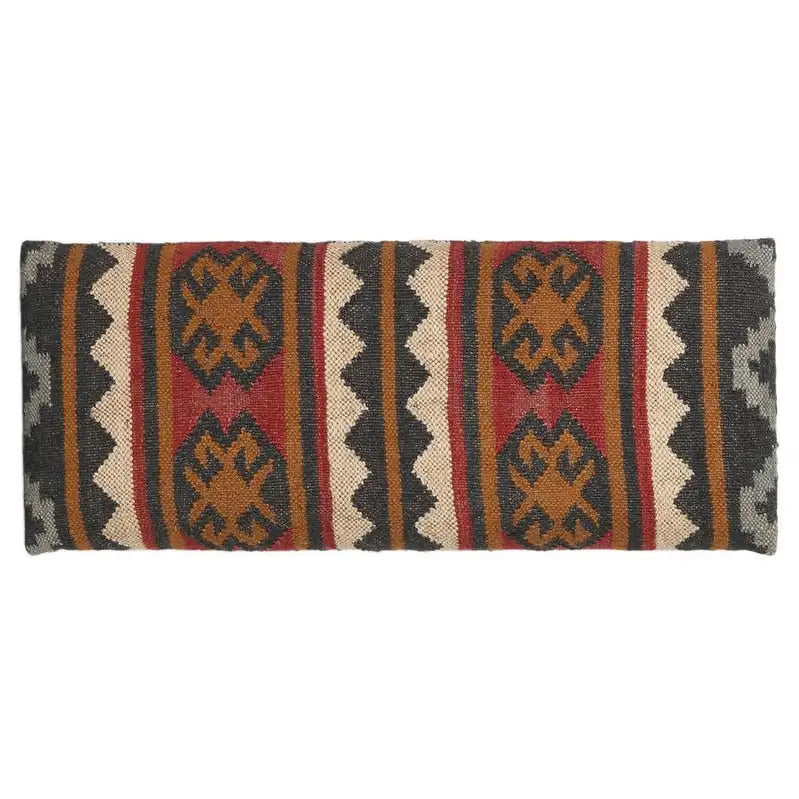 Banc de rangement en bois rembourré en Kilim fait à la main - 30 L x 12,5 P x 16 H