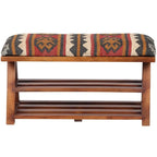 Banc de rangement en bois rembourré en Kilim fait à la main - 30 L x 12,5 P x 16 H