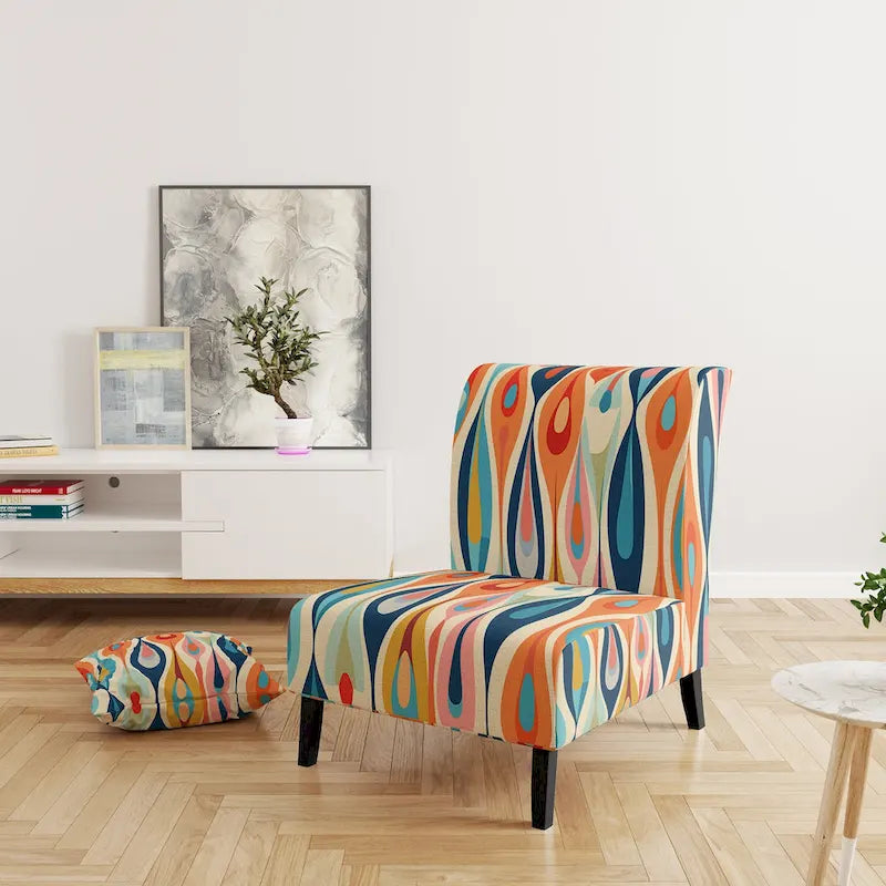 Fauteuil d'appoint rembourré Retro Abstract Drops XI