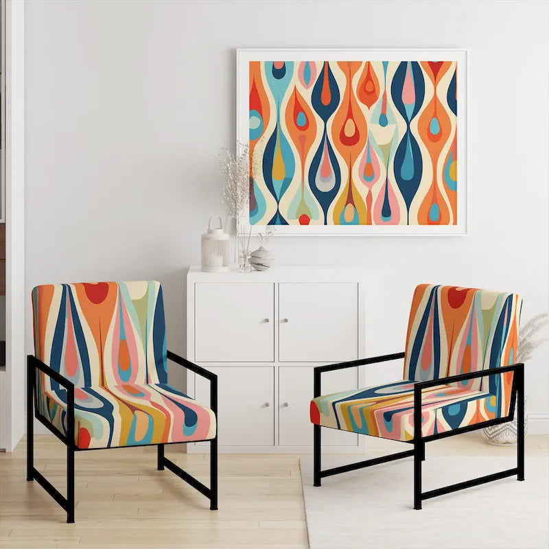Fauteuil d'appoint rembourré Retro Abstract Drops XI