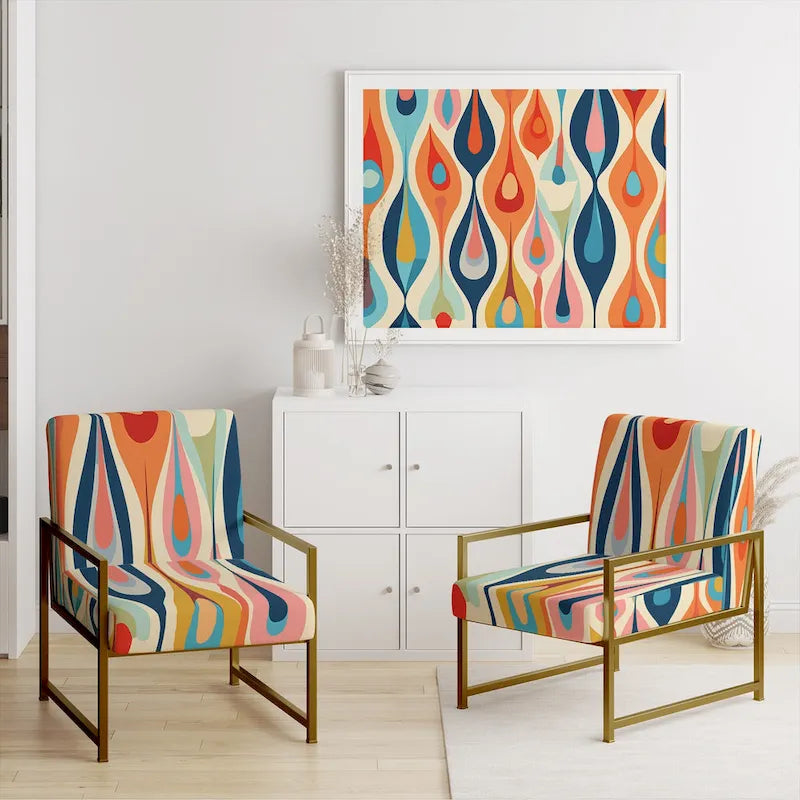 Fauteuil d'appoint rembourré Retro Abstract Drops XI