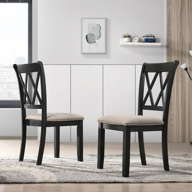 Chaise de salle à manger rembourrée à dossier croisé, lot de 2