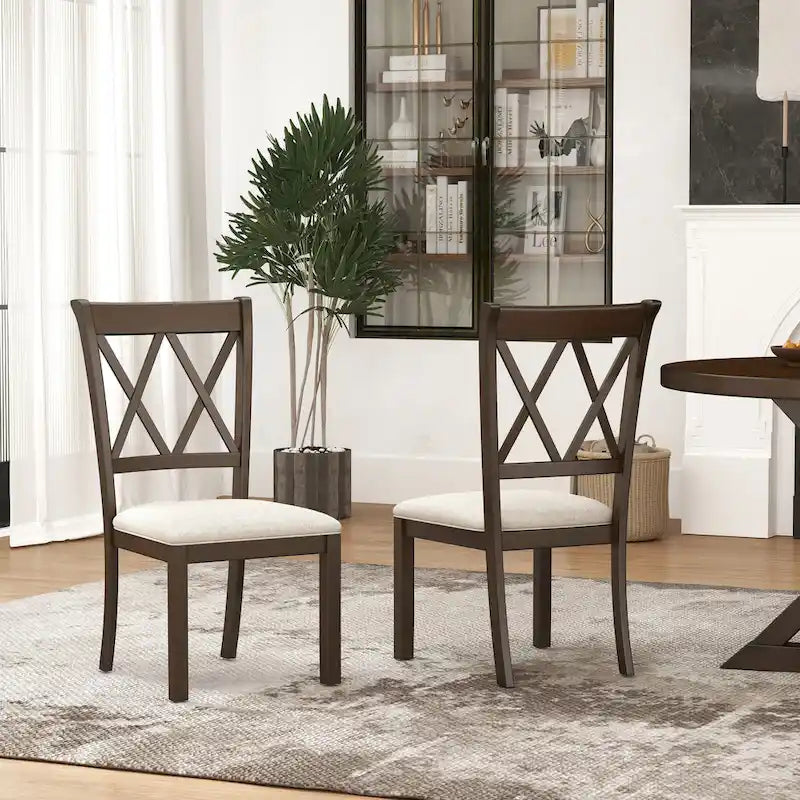 Chaise de salle à manger rembourrée à dossier croisé, lot de 2