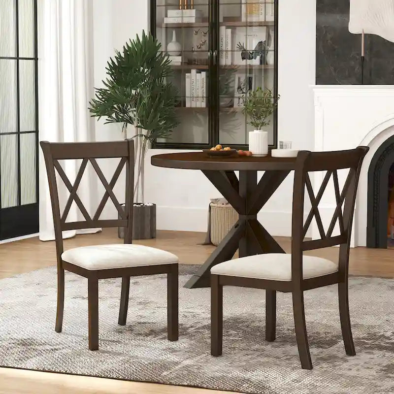 Chaise de salle à manger rembourrée à dossier croisé, lot de 2