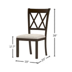 Chaise de salle à manger rembourrée à dossier croisé, lot de 2