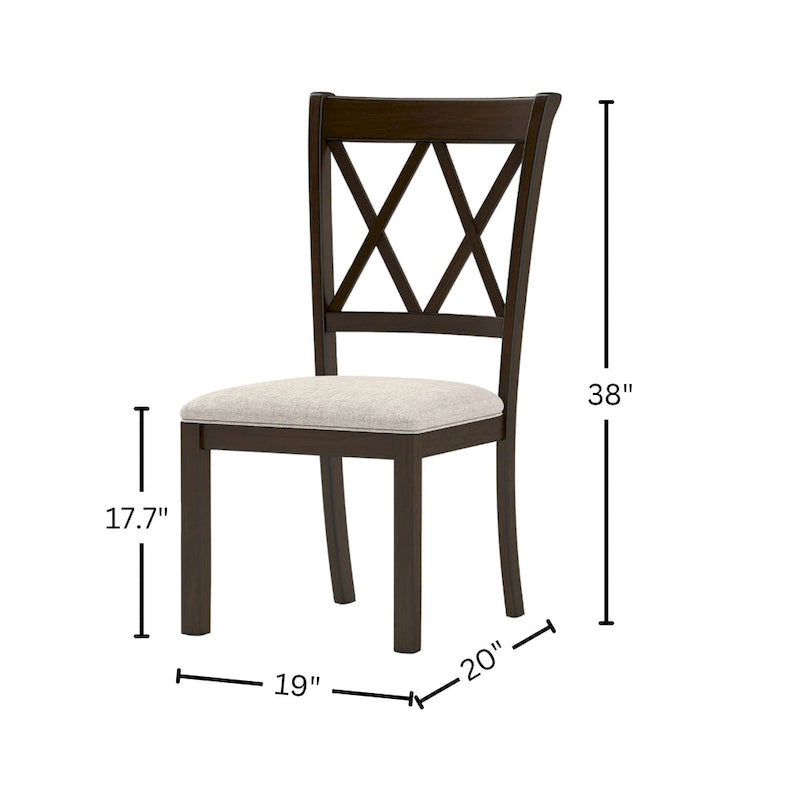 Chaise de salle à manger rembourrée à dossier croisé, lot de 2