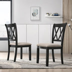 Chaise de salle à manger rembourrée à dossier croisé, lot de 2