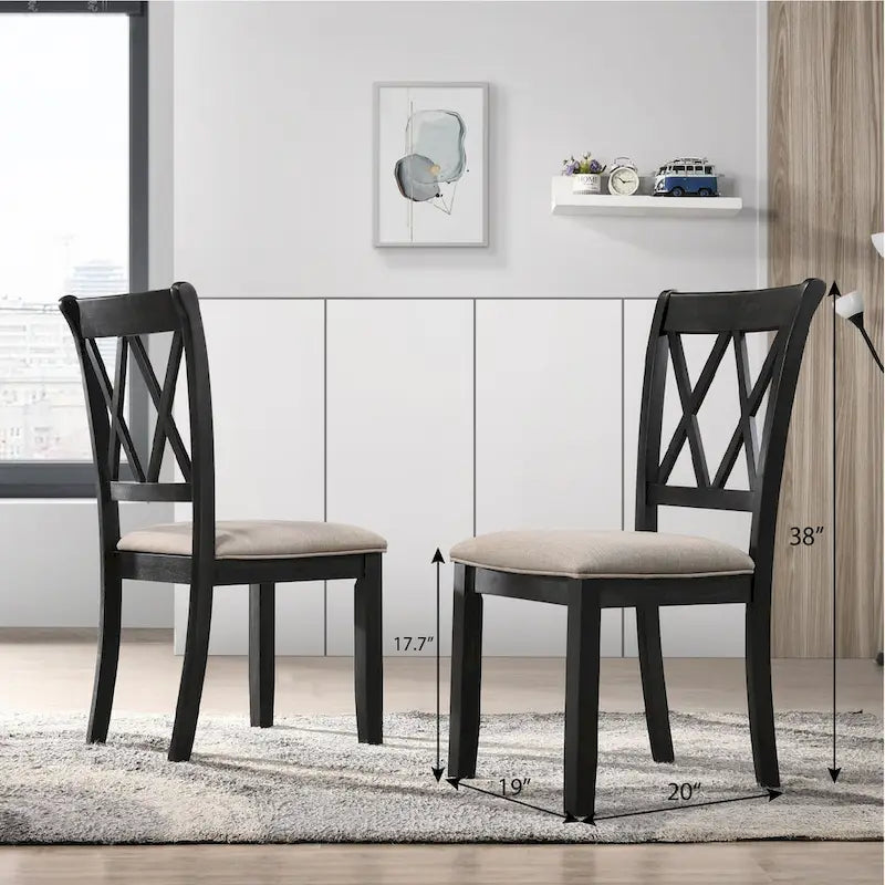 Chaise de salle à manger rembourrée à dossier croisé, lot de 2