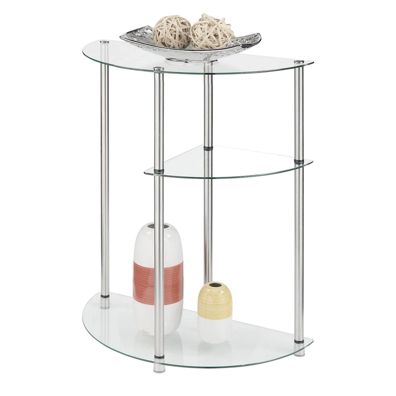 Console vitrine à 3 niveaux en verre