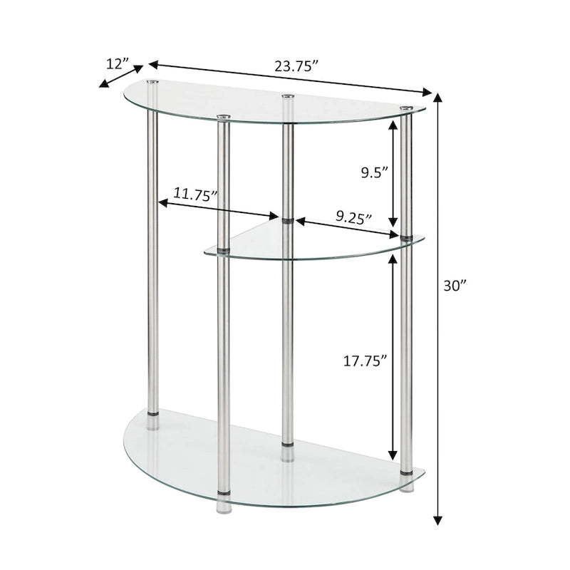 Console vitrine à 3 niveaux en verre
