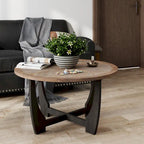 Table d'appoint rustique de style ferme avec étagère inférieure, style campagne française