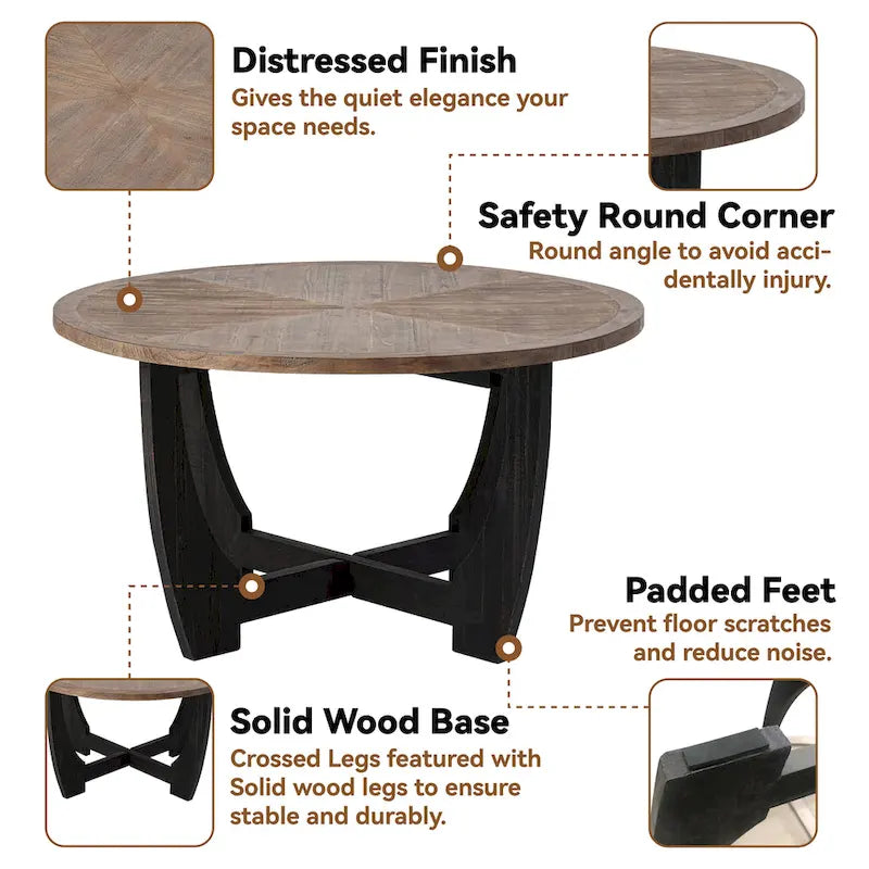 Table d'appoint rustique de style ferme avec étagère inférieure, style campagne française