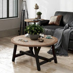 Table d'appoint rustique de style ferme avec étagère inférieure, style campagne française