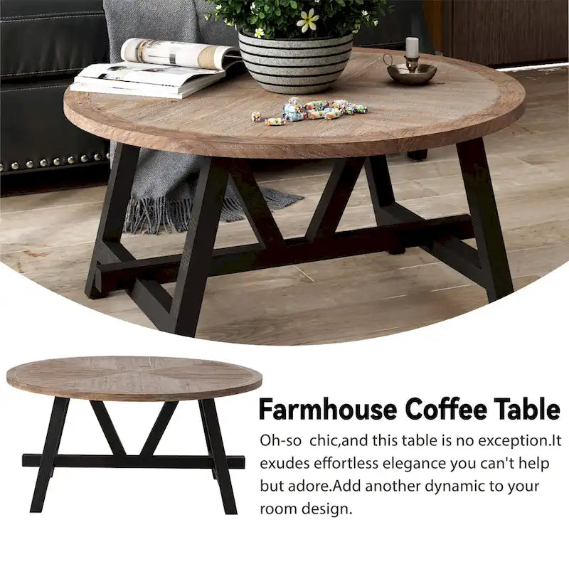 Table d'appoint rustique de style ferme avec étagère inférieure, style campagne française