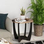 Table d'appoint rustique de style ferme avec étagère inférieure, style campagne française