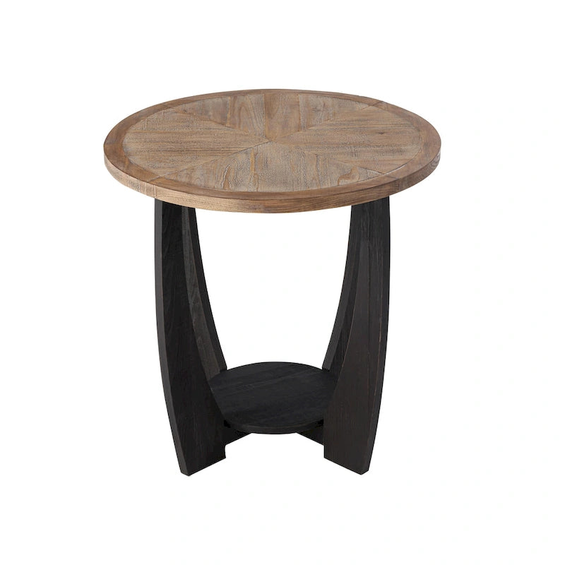 Table d'appoint rustique de style ferme avec étagère inférieure, style campagne française