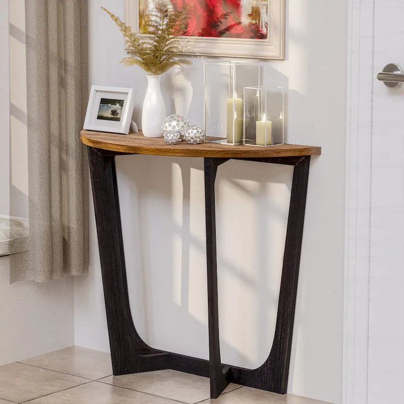 Table d'appoint rustique de style ferme avec étagère inférieure, style campagne française