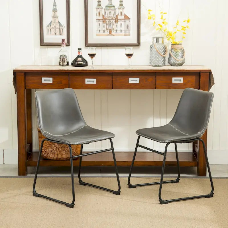 Chaises de salle à manger sans accoudoirs en similicuir (Lot de 2)