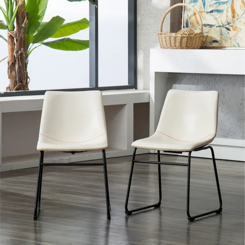 Chaises de salle à manger sans accoudoirs en similicuir (Lot de 2)
