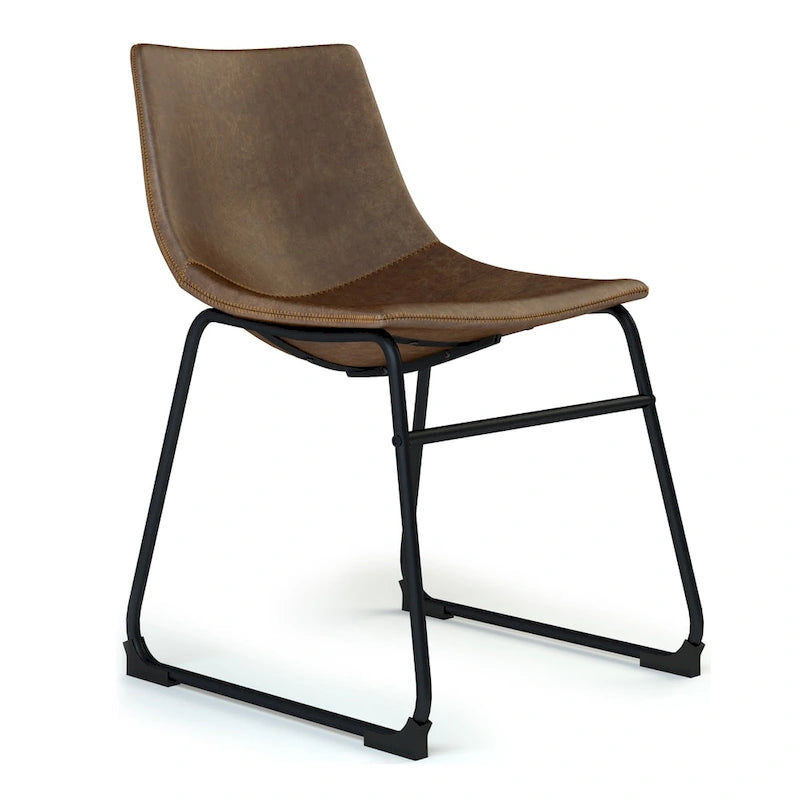 Chaises de salle à manger sans accoudoirs en similicuir (Lot de 2)
