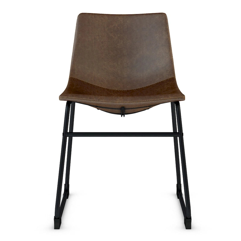 Chaises de salle à manger sans accoudoirs en similicuir (Lot de 2)