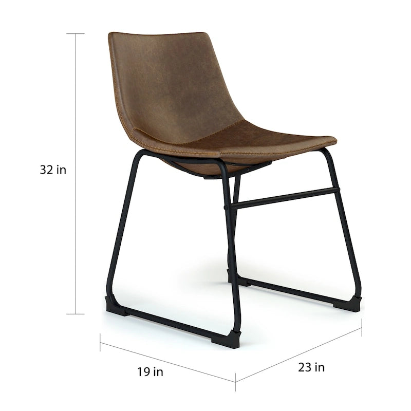 Chaises de salle à manger sans accoudoirs en similicuir (Lot de 2)