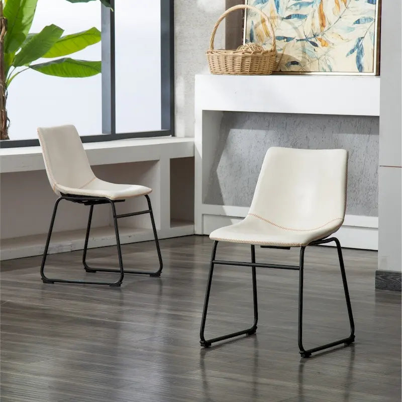 Chaises de salle à manger sans accoudoirs en similicuir (Lot de 2)