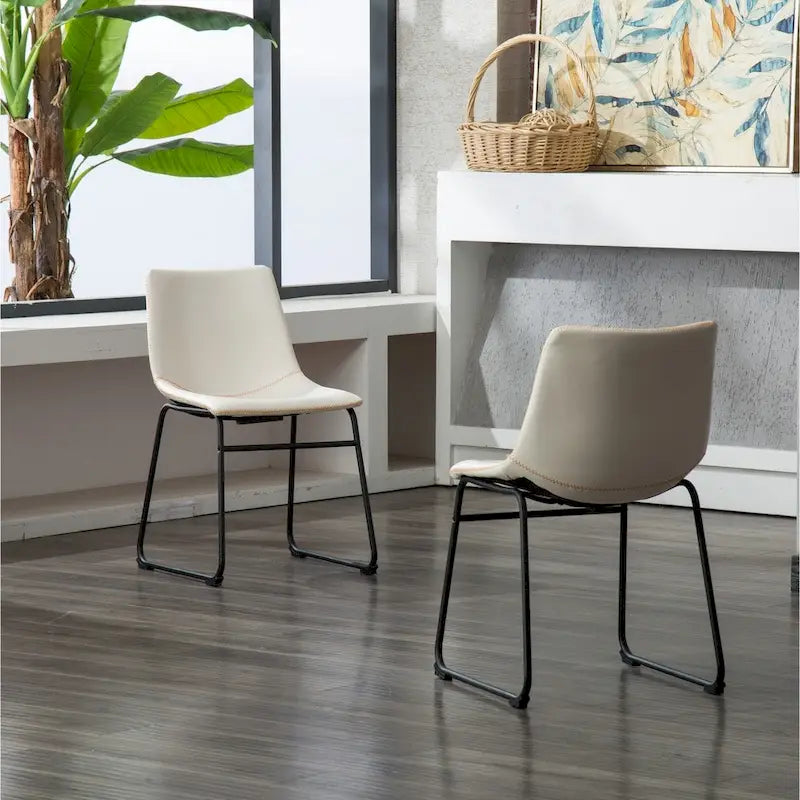 Chaises de salle à manger sans accoudoirs en similicuir (Lot de 2)